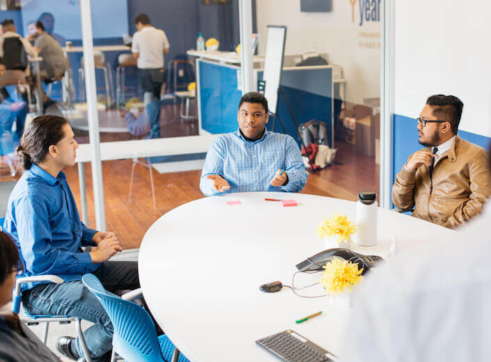 group of students talking